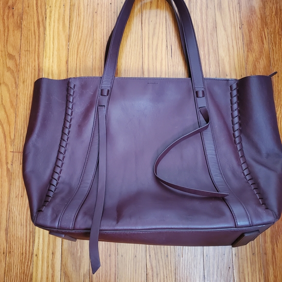 All Saints Ray Burgundy Red  Leather Tote Bag - Picture 2 of 16